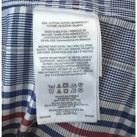 Brooks Brothers Preppy Button Down Shirt Boys Medium Blue Red Plaid Long Sleeve - Picture 7 of 8